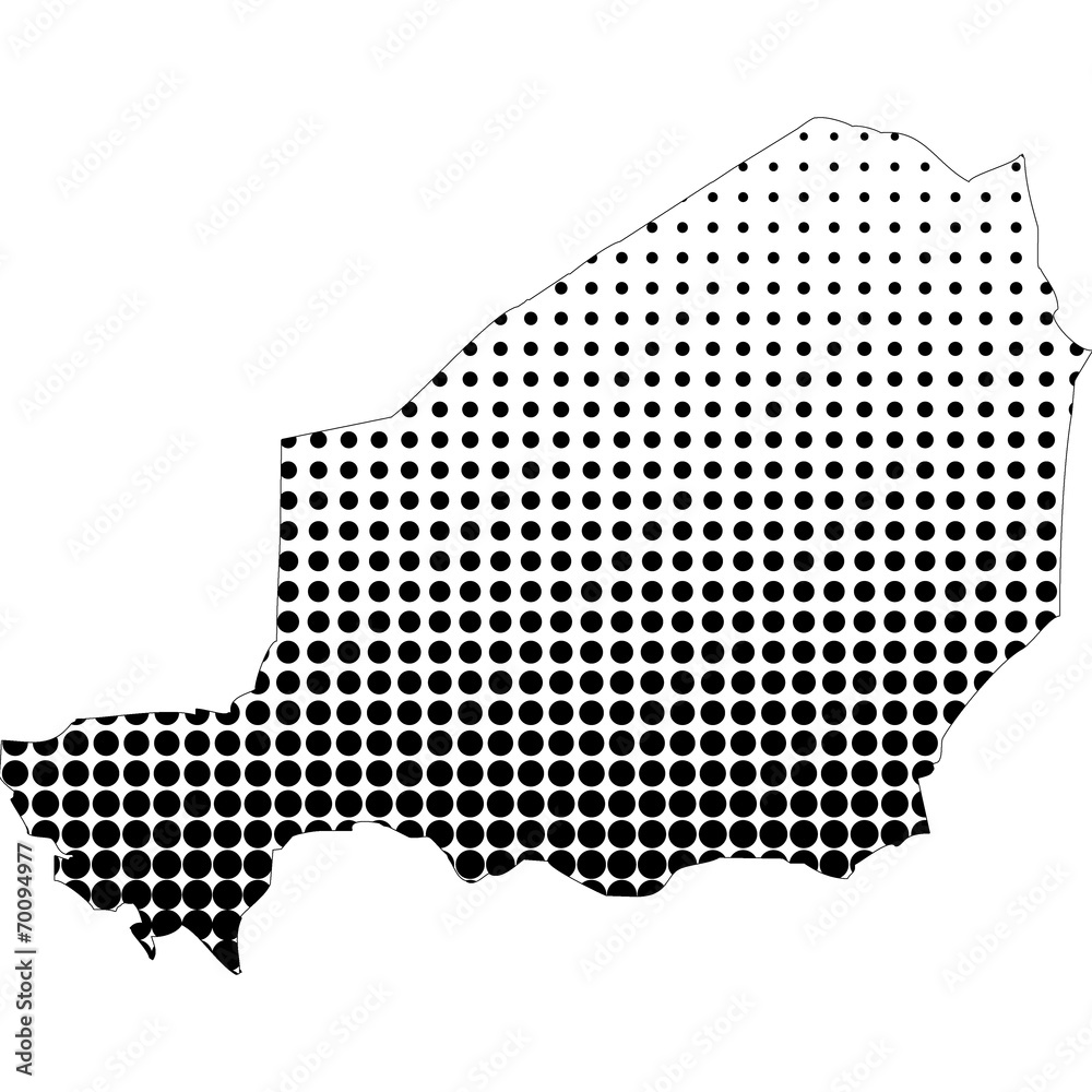 Illustration of map with halftone dots - Niger.