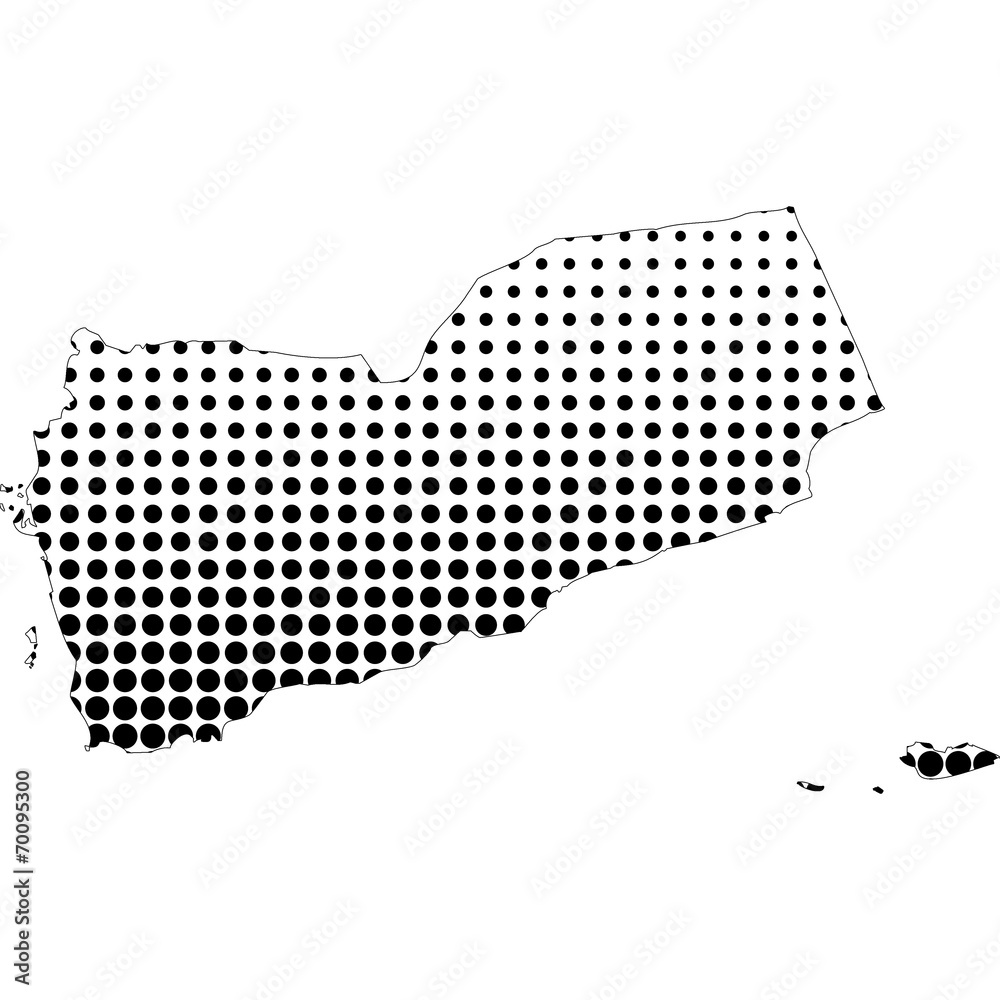 Illustration of map with halftone dots - Yemen.