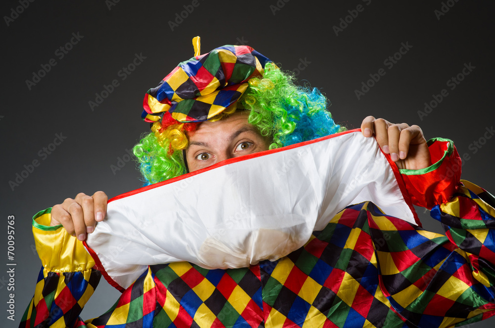 Funny clown in colourful costume Funny clown in colourful costume