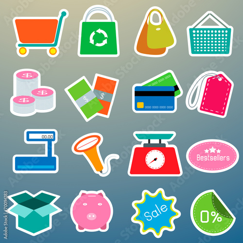 Shopping color icons set. V...