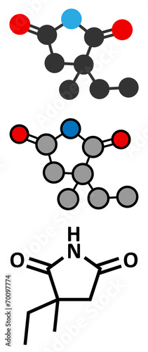 Ethosuximide anticonvulsant drug molecule.
