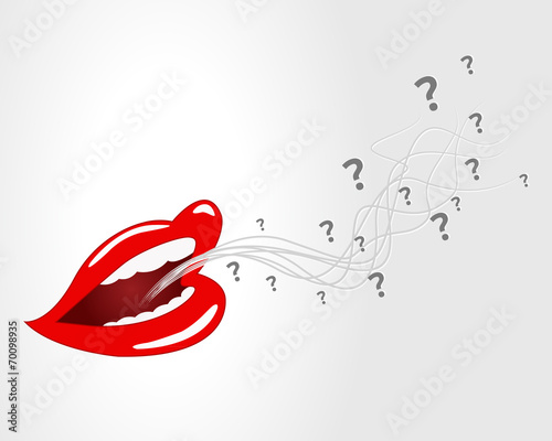 mouth, lips - vector, question mark