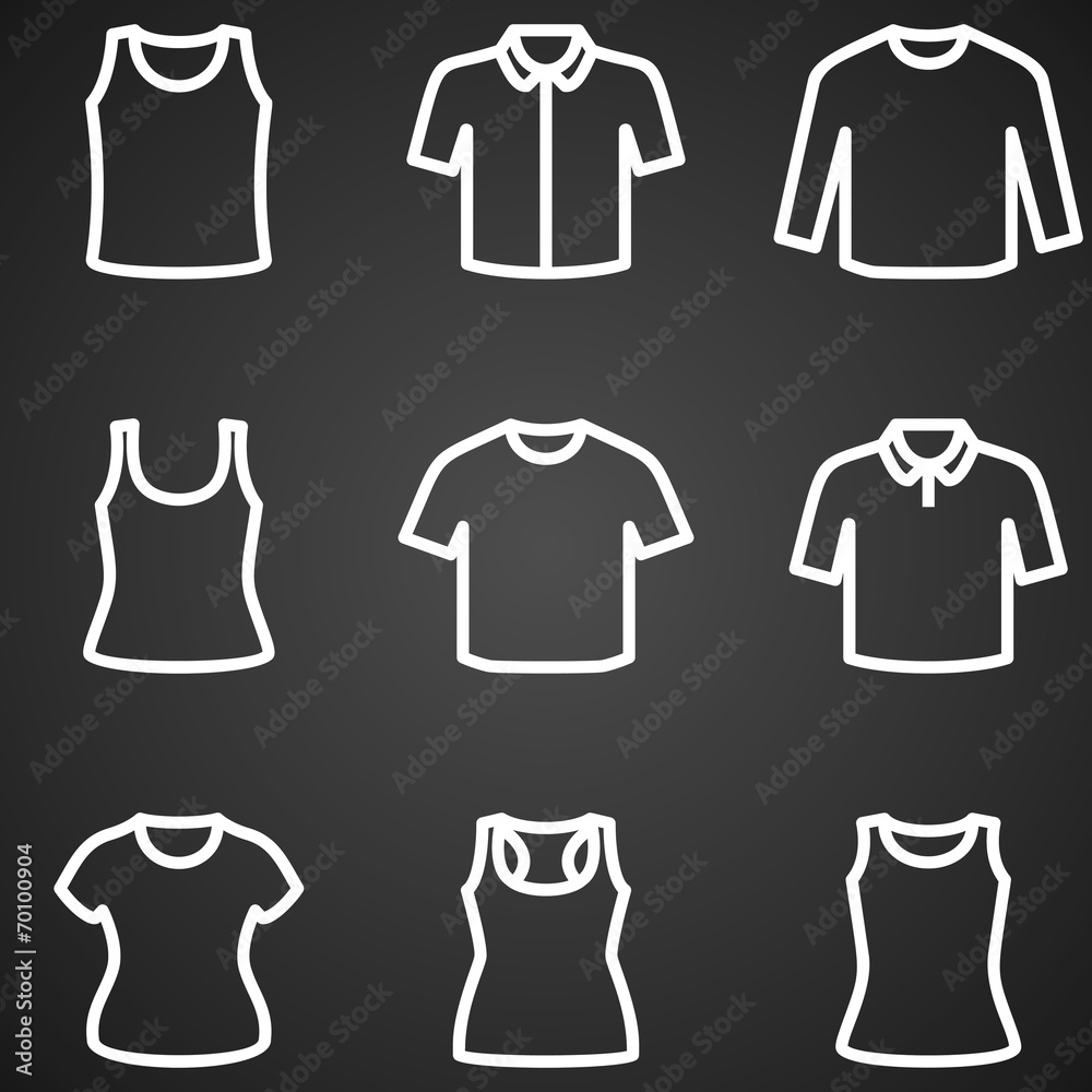 Set of t-shirts icon vector Set of t-shirts icon vector
