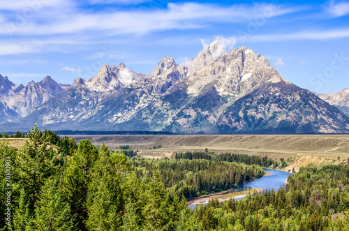 Fotografiet Grand Teton mountains scenic view with Snake river
