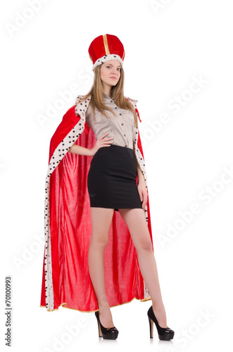 Woman queen isolated on the white