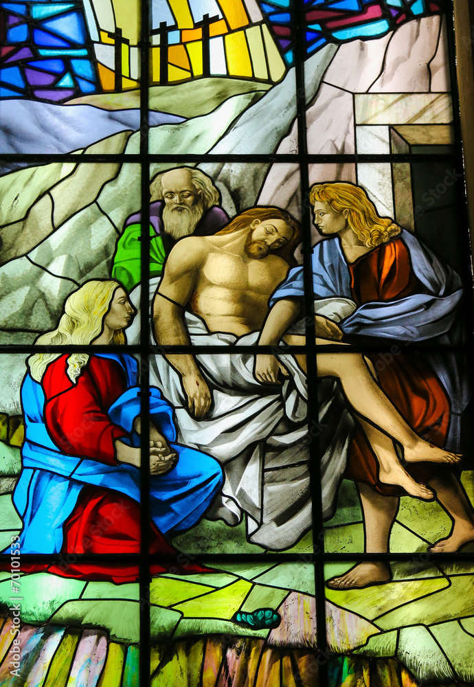 Jesus carried to His Tomb - stained glass