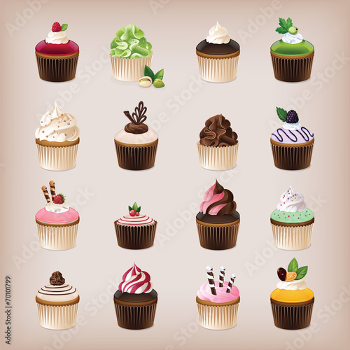 Set of 16 delicious cupcakes