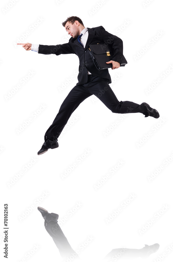Jumping businessman isolated on the white Jumping businessman isolated on the white