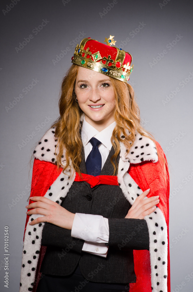 Queen businesswoman in funny concept Queen businesswoman in funny concept