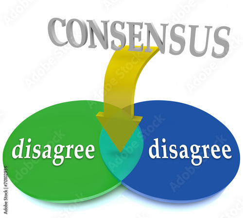 Photography Consensus Venn Diagram Two Opposing Views Disagree Agreement