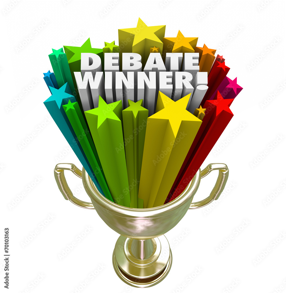 Debate Winner Gold Trophy Prize Best Argument Skill Stock Illustration