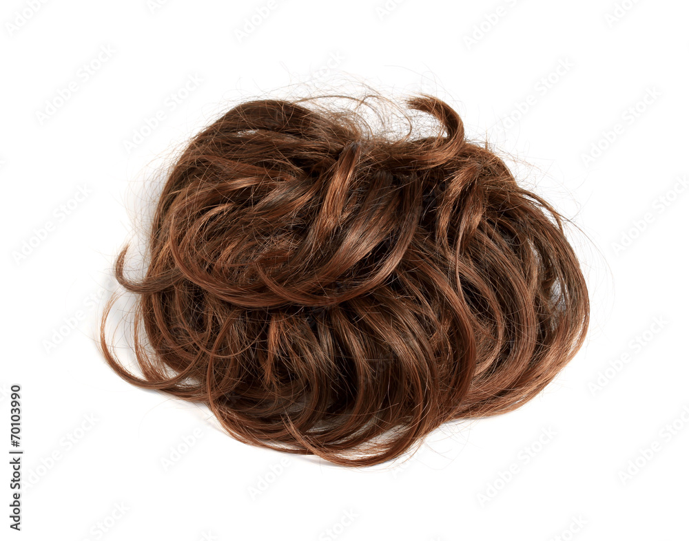 Naklejka premium Brown short wig isolated on white background