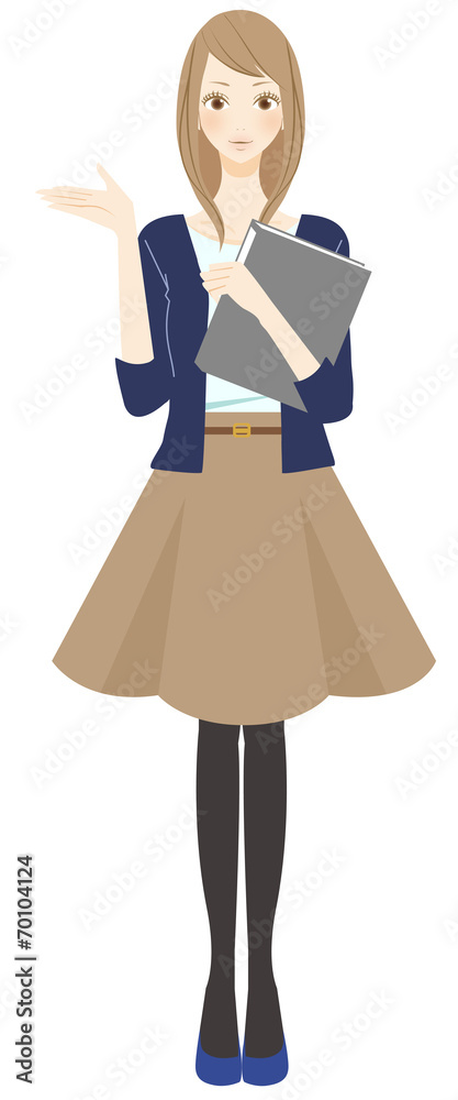紹介　ご案内するファイルを持った女性