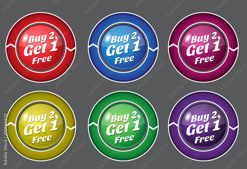 Buy 2 Get 1 Free Glossy Shiny Circular Vector Button Buy 2 Get 1 Free Glossy Shiny Circular Vector Button