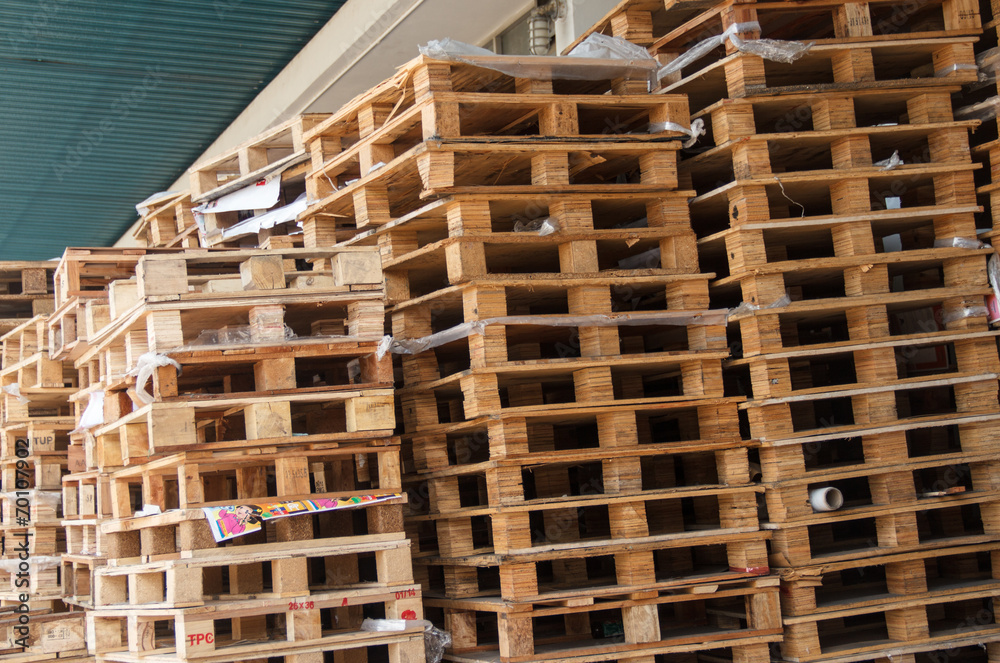 The big stack of wooden cargo pallets The big stack of wooden cargo pallets