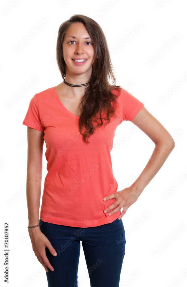 Obraz premium Stehende Frau mit braunen Haaren