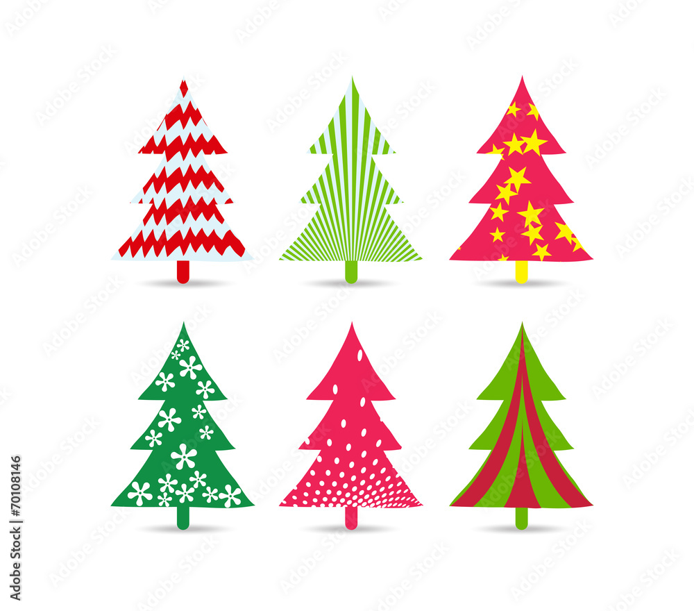 set of christmas trees for design set of christmas trees for design