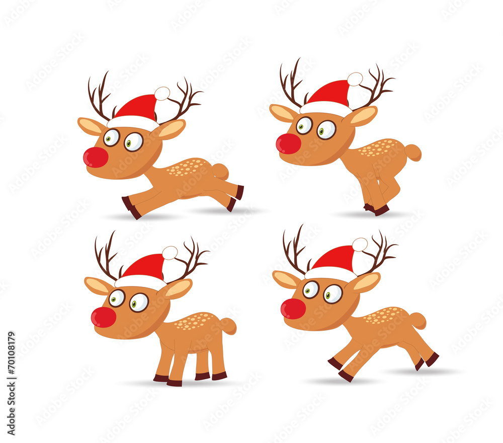 set of deers and hat christmas for design set of deers and hat christmas for design