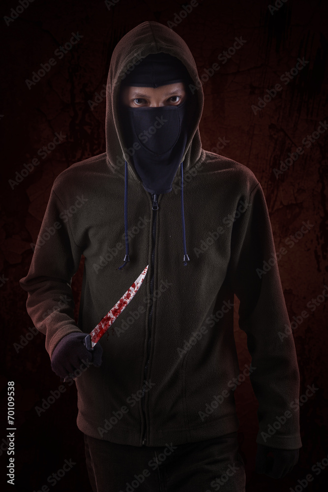 Murderer with bloody knife 1 Murderer with bloody knife 1