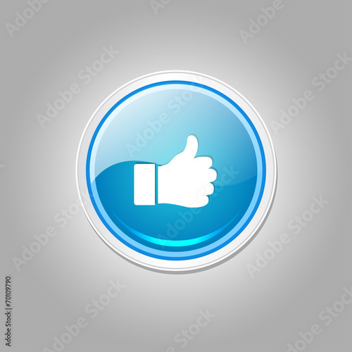 Thumbs Up Circular Vector Blue Web Icon Button
