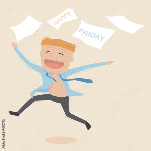 Businessman happy on friday.