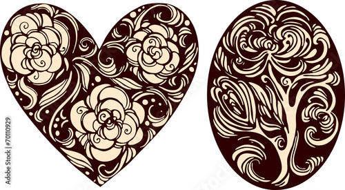 Oval and heart decorative images