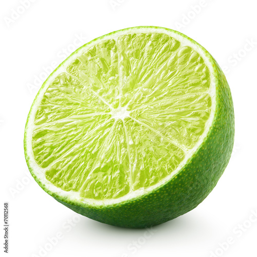 Half of lime citrus fruit isolated on white with clipping path