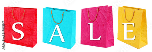 Sale concept. Colorful shopping bags  isolated on white