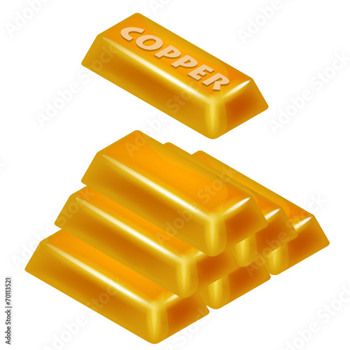 copper bar pyramid 3D design isolated
