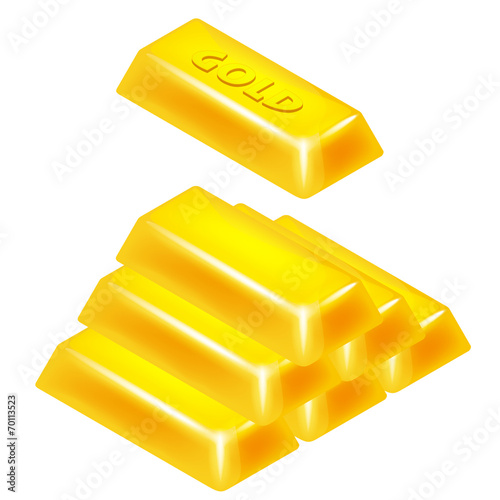 gold bar pyramid 3D design isolated