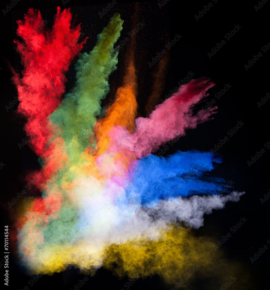 launched colorful powder over black launched colorful powder over black