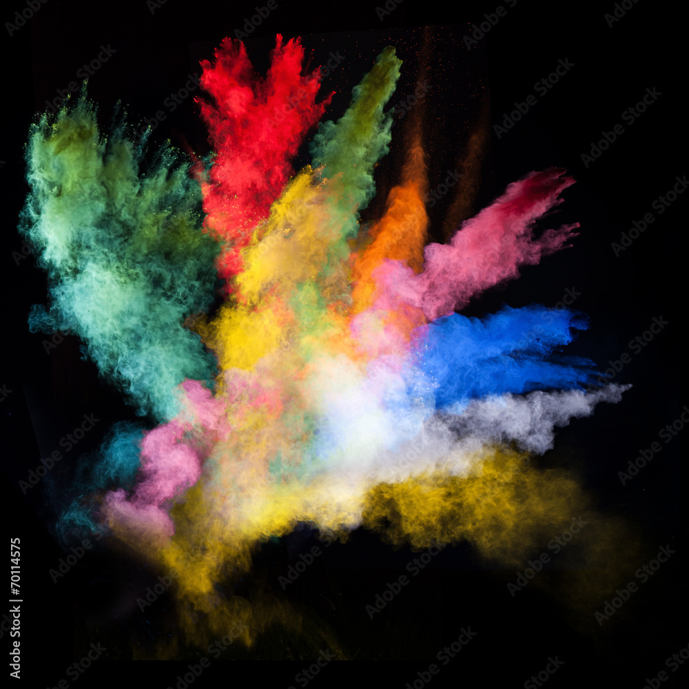 Fototapeta premium launched colorful powder over black