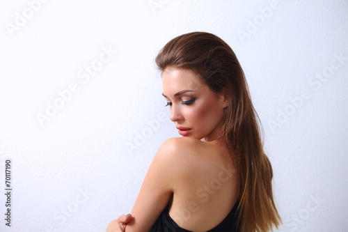 Beautiful woman   isolated on white background