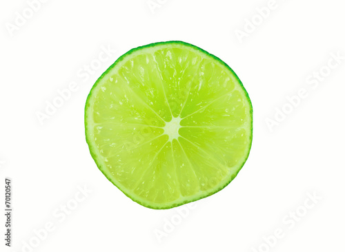 Abstract green background with citrus-fruit of lime slices