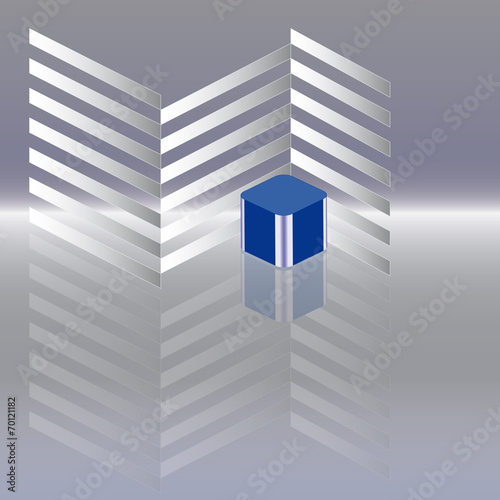 Eckkonstruktion Wuerfel blau