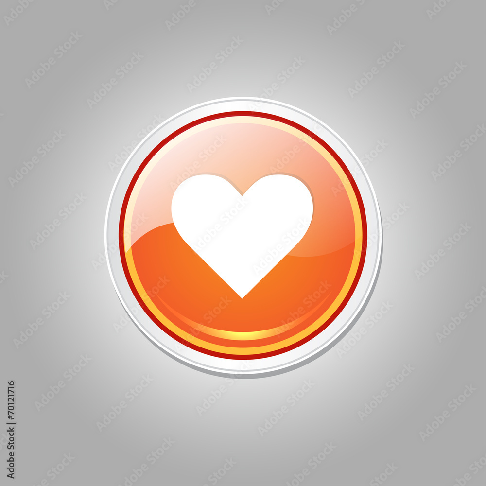 Heart Circular Orange Vector Web Button Icon Heart Circular Orange Vector Web Button Icon