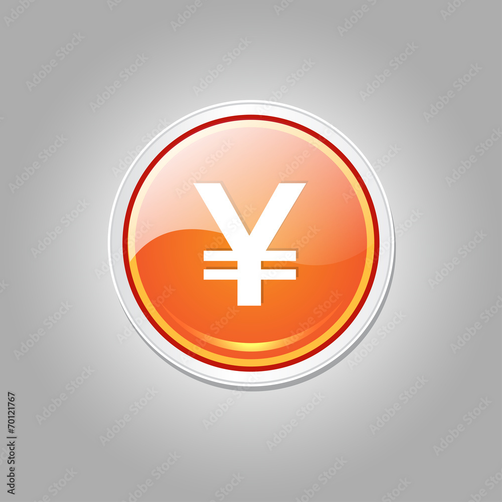 Fototapeta premium Yen Currency Sign Circular Vector Orange Web Icon Button