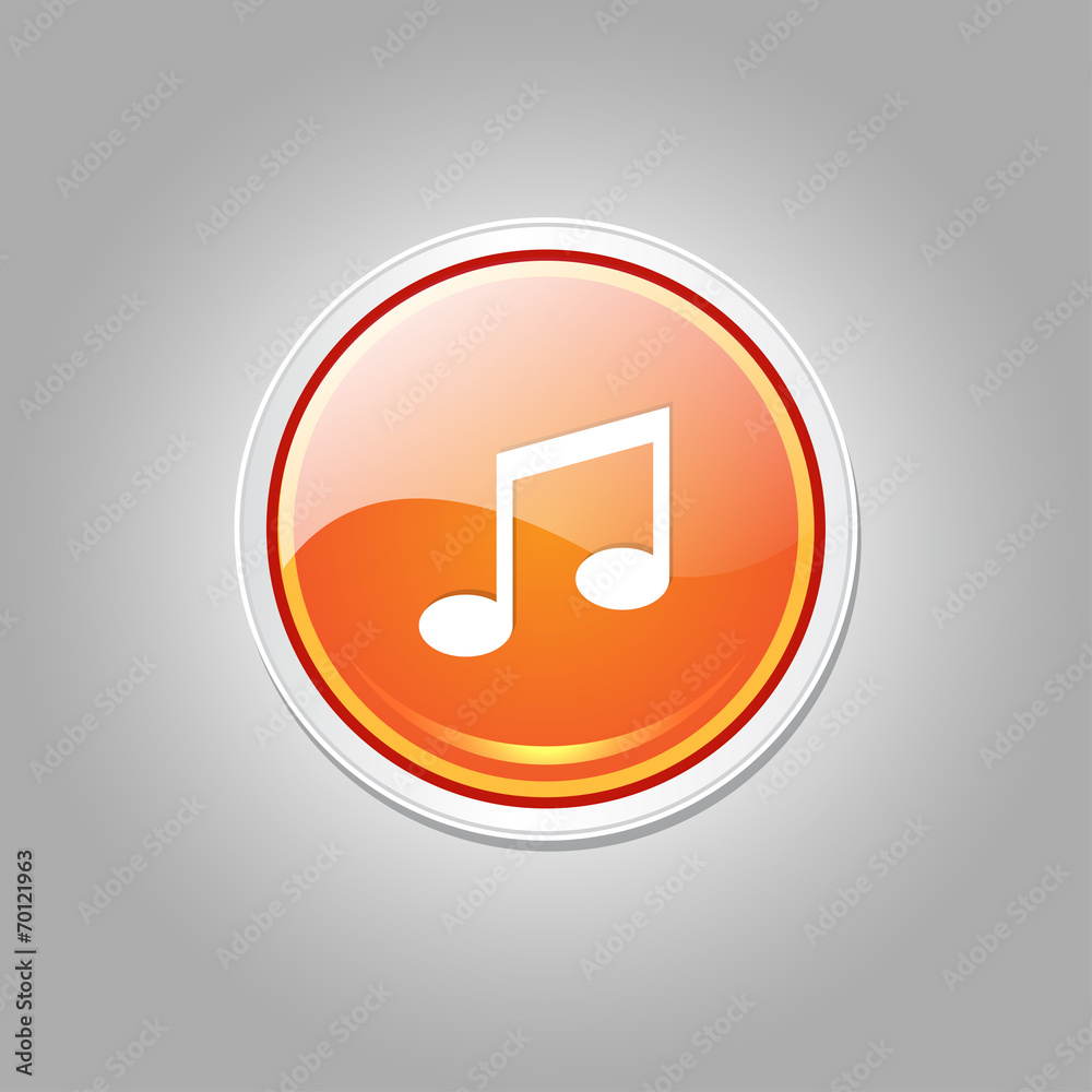 Music Note Circular Vector Orange Web Icon Button Music Note Circular Vector Orange Web Icon Button