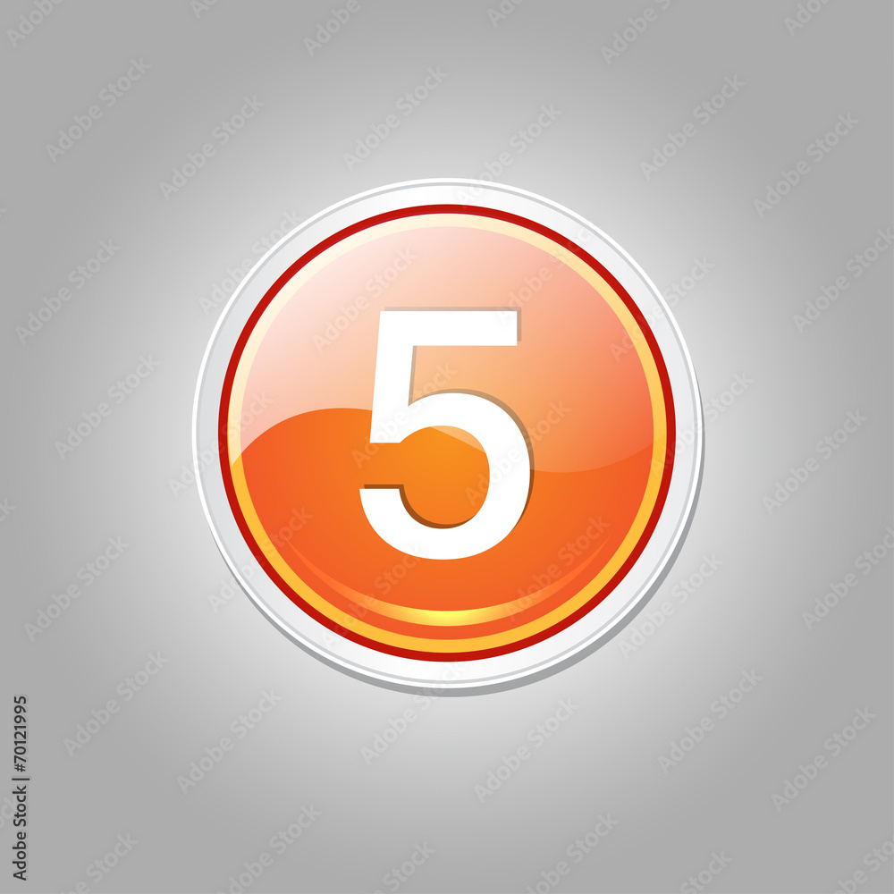 5 Number Circular Vector Orange Web Icon Button 5 Number Circular Vector Orange Web Icon Button
