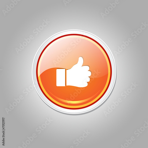 Thumbs Up Circular Vector Orange Web Icon Button
