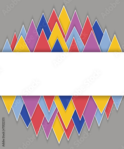 Rectangle banner on abstract triangles background with drop