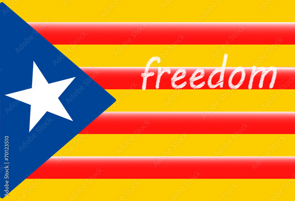 Estelada catalan flag, with text freedom