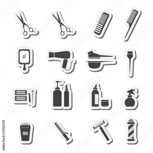 Hairdressing equipment icons