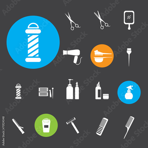 Hairdressing equipment icons