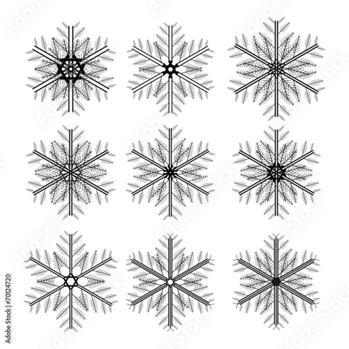 Icon set of snowflakes