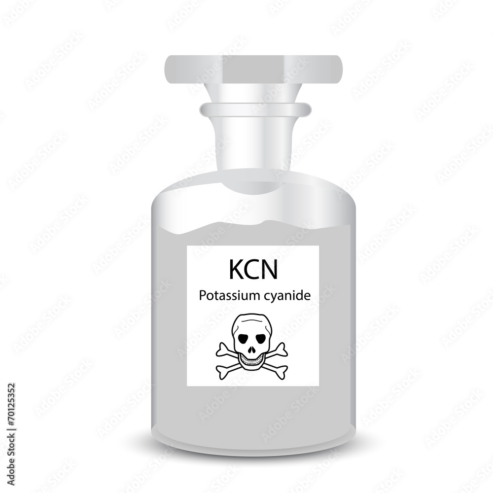 Chemical container with toxic granular potassium cyanide Stock Vector