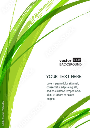abstract green leaves watercolor brush background, vector templ