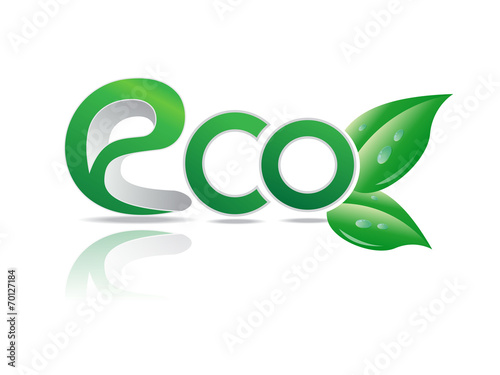 Eco symbol. green leaves in glossy ball vector Illustration