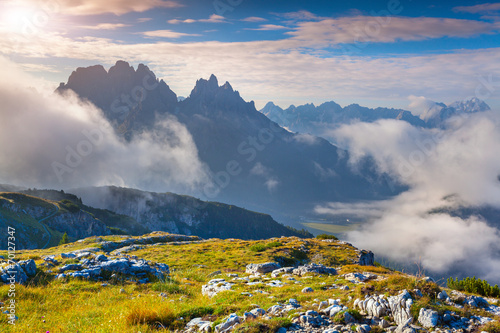 Canvas-taulu Sunny summer morning in the Italian Alps. Dolomites mountains, I