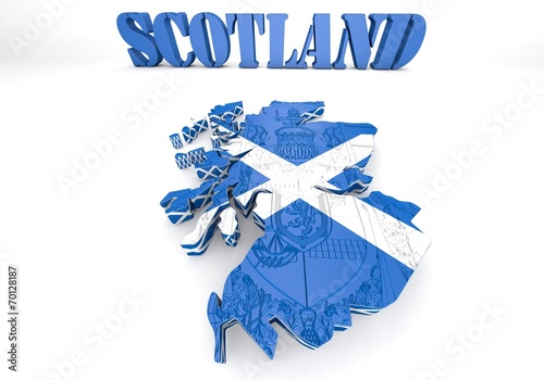 Scotland map flag 3d illustration